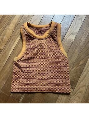 orange + burgundy boho workout tank top